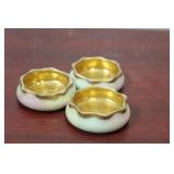 Set of 3 Handpainted Signed ML Salt Dish