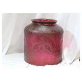 A Cranberry Etched Glass Shade
