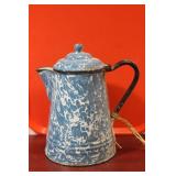 A Vintage Farmhouse Enamel Coffee Pot
