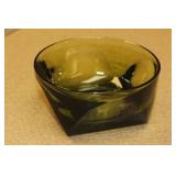 Mid Century Modern Style Green Glass Bowl