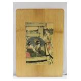 A Japanese Print on a Bamboo Panel