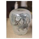 Vintage Chinese Reverse Painting on Glass Jar