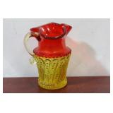 A Cranberry and Amber Small Glass Pitcher