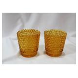 Lot of Two Small Orange Carnival Glass Cups