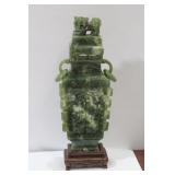 A Spinach Jade Chinese Urn