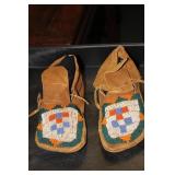 A Pair of All Leather Beaded Moccassins