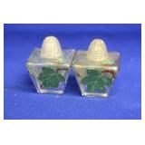 Pair of Painted Glass Salt and Pepper Shaker