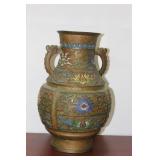 An Antique Japanese Bronze Champleve Vase