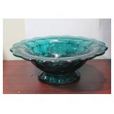 A Teal Glass Stem Bowl