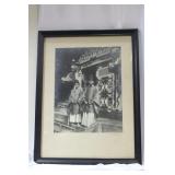 Vintage Framed Japanese Black and White Photograph