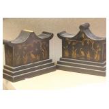Pair of Heavy Wood Book Ends
