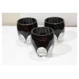 Lot of 3 Ruby Red Facet Cut Cups