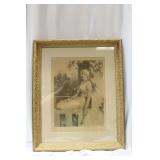 An Antique Victorian Framed Print of a Girl
