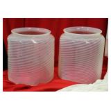 A Pair of Large Opalescent Cylinder Lamp Shades