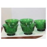 Lot of 5 Green Pressed Glass Bowls