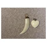 Lot of 2 Bone Carved Pendant