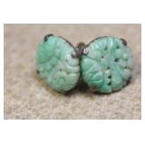 Sterling and Jade Pair of Earrings