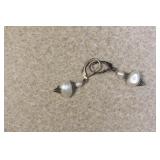 Pair of Pearl and Sterling Earrings