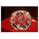 Facet Cut Clear Crystal Candle Holder