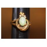 10 Karat Gold and Gemstone with Diamond Chips Ring