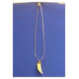 Boar's Tooth and Sterling Necklace Pendant