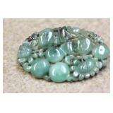 Natural Jade or Jadeite and Sterling Pin or Brooch