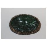 Antique Chinese Jade and Sterling Brooch