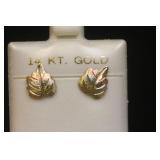 Pair of 14 Karat Gold Leaf Earrings