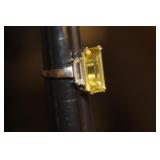 Large Yellow Gemstone Sterling Rin