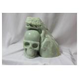 A Jade or Similar Hardstone Skull