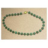 Marked Sterling (925) Malachite Knotted Necklace