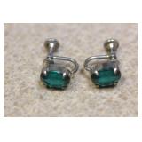 Pair of Sterling and Stone Earrings