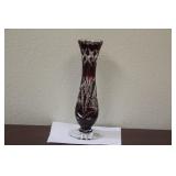 A Beautiful Ruby Red Cut Glass Stem Vase