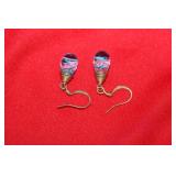 A Pair of Sterling and Art Glass Earrings