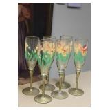 Set of 6 Decorative Painted Goblets