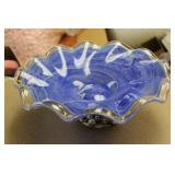 Art Glass Compote with Metal Base