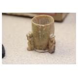 Soapstone 3 Monkeys Toothpick Holder