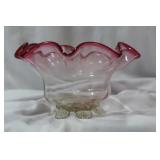 A Foliated Cranberry Red Glass Bowl