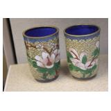 Set of 2 Chinese Cloisonne Cups