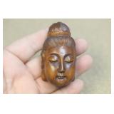 Signed Japanese Wood Netsuke Face