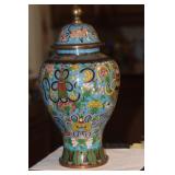 Antique Chinese Cloisonne Covered Urn