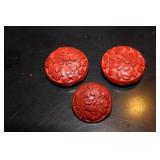 Lot of 3 Cinnabar Chinese Buttons
