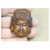 Signed Japanese Wood Netsuke Face