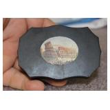 An Italian Micro Mosaic Black Slate Paperweight