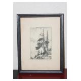 Framed Etching Timberline by Lyman Byxbe