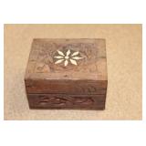 Small Inlaid Carved Wooden Trinket Box
