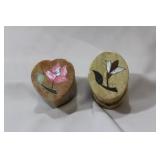 Lot of 2 Stone Inlaid Trinket Boxes