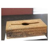 A Carved Wooden Tissue Box