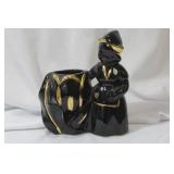 A Black Ceramic Planter