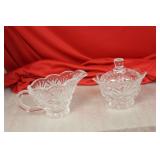 Lot of Two Pressed Glass Sugar and Creamer